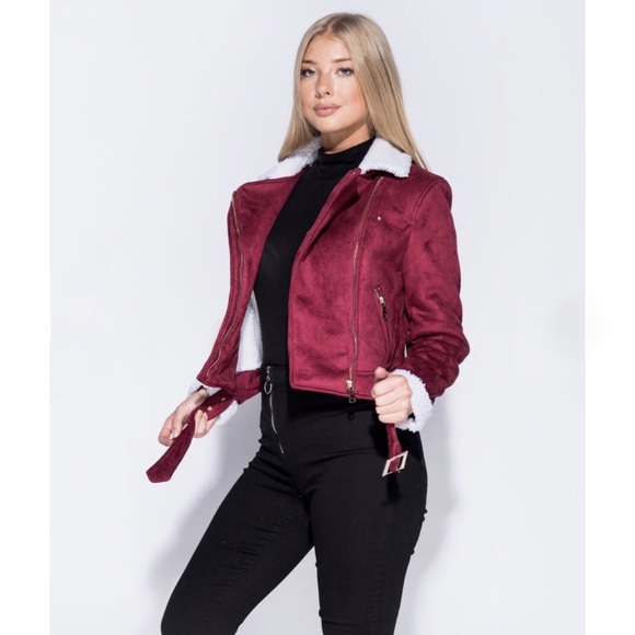 🚨SALE!! Suedette Borg Collar Biker Jacket - Picture 3 of 7